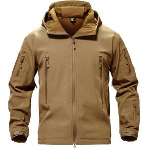 Men's  #10-sand Tactical Soft Shell Winter Jacket with Fleece Lining & Hood